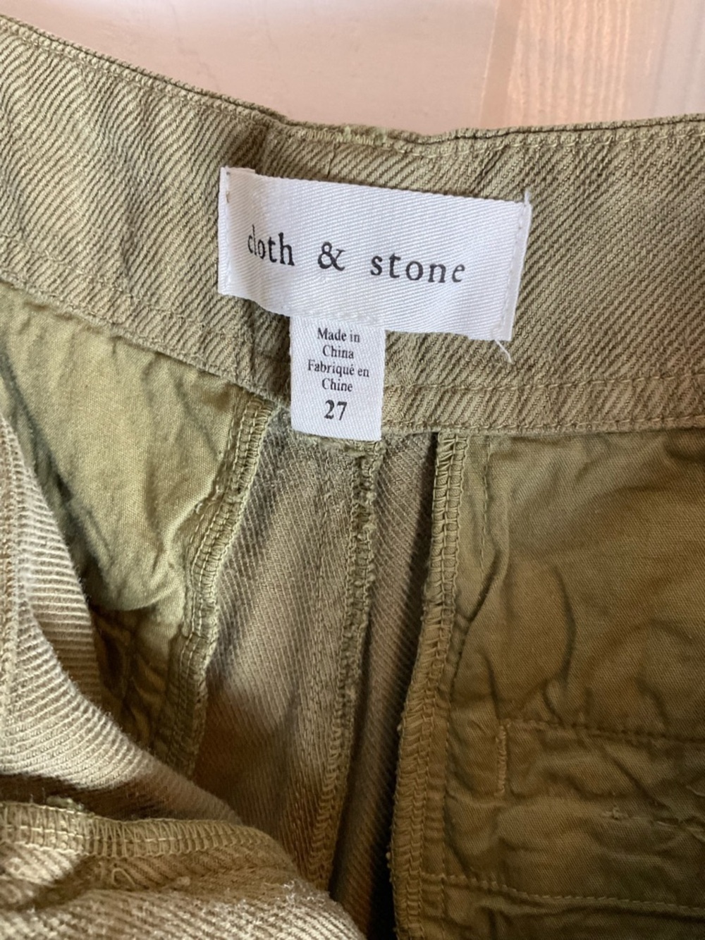 Cloth & Stone Olive Green Tencel Linen Utility Seamed Pants Size 27 - Picture 7 of 9